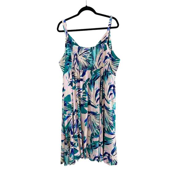 NWT Torrid Pink/Green Tropical Print Sun Dress Button Up Women's Plus Size 6X - Picture 7 of 9